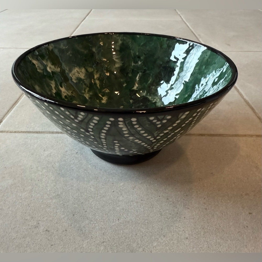 WEST green hand painted bowl